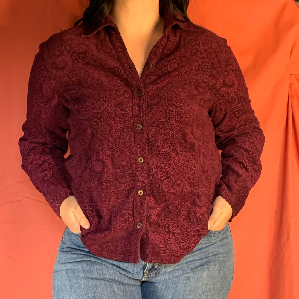 Erika paisley corduroy button up Size XL